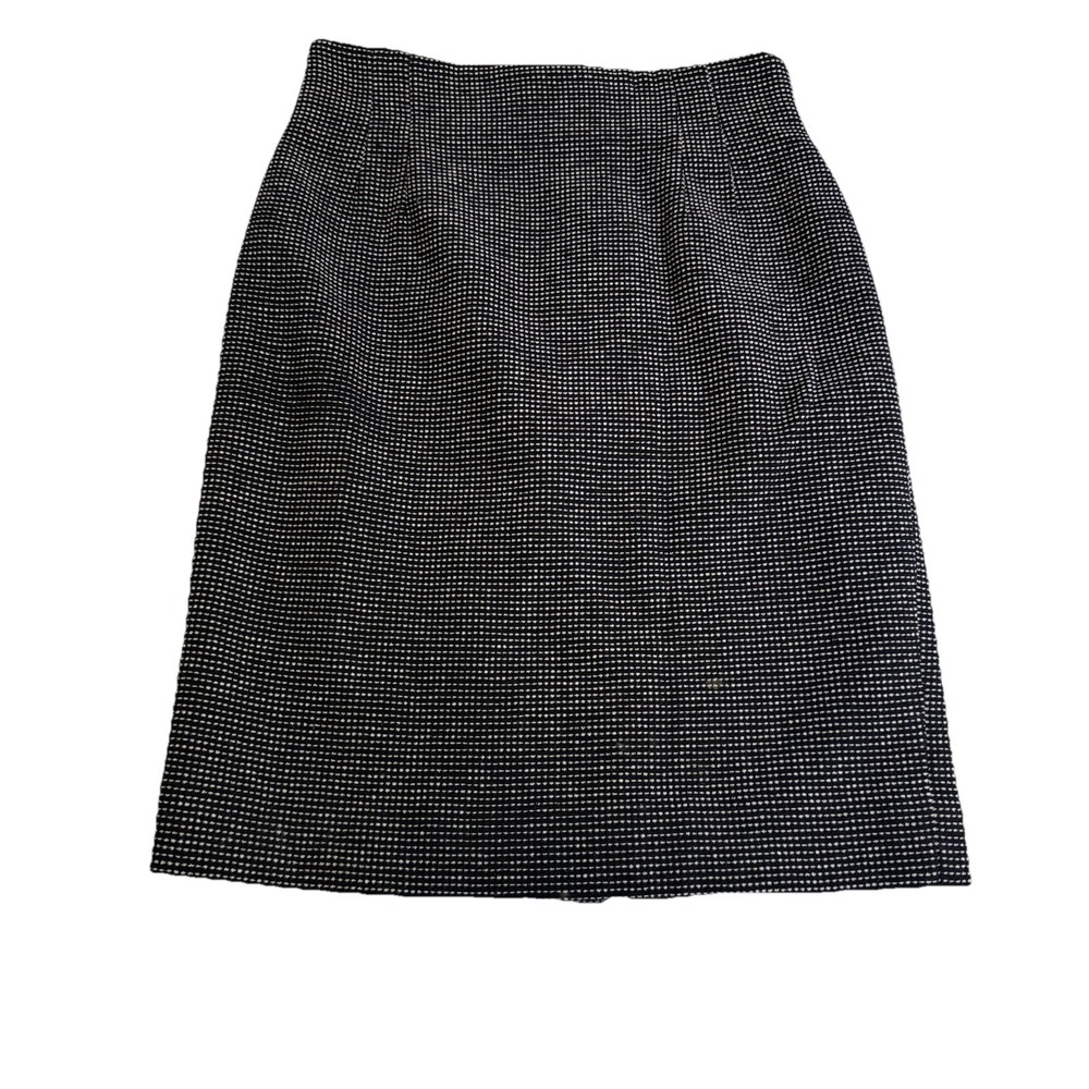Rena Rowan Pencil Skirt Womens 6 Black White Excellent Wool Blend Textured Lined